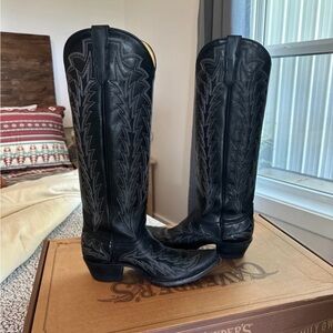 JRC & Sons tall black leather cowboy boots women’s